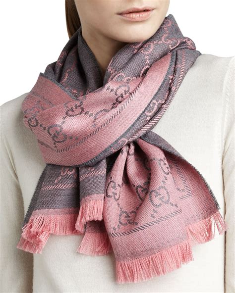 gucci pink wool scarf